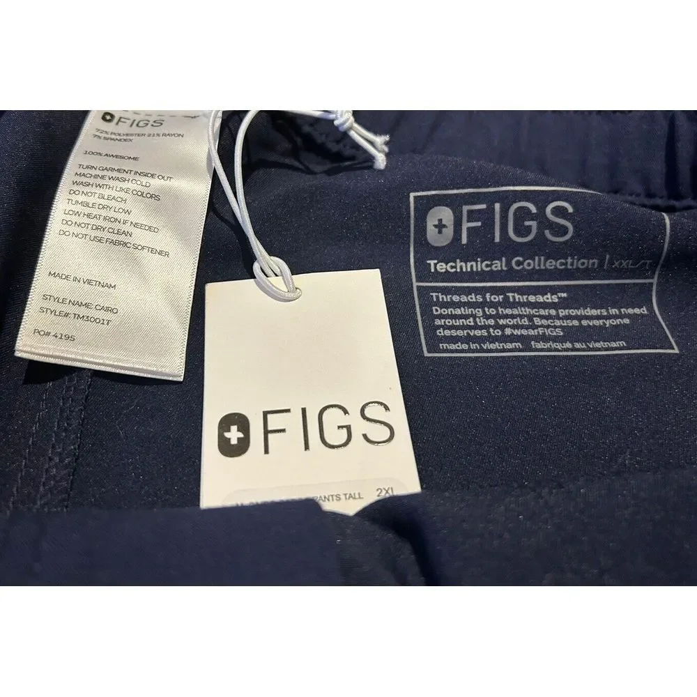 FIGS MEN'S CAIRO CARGO SCRUB PANTS SZ 2XL‎ TALL NWT Navy Blue